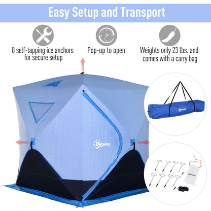 4-Person Pop-up Ice Fishing Tent, Insulated Ice Fishing Shelter with Ventilation Windows, Double Doors and Carry Bag, for Low-Temp -22℉ Ice Fishing Tents   at Gallery Canada