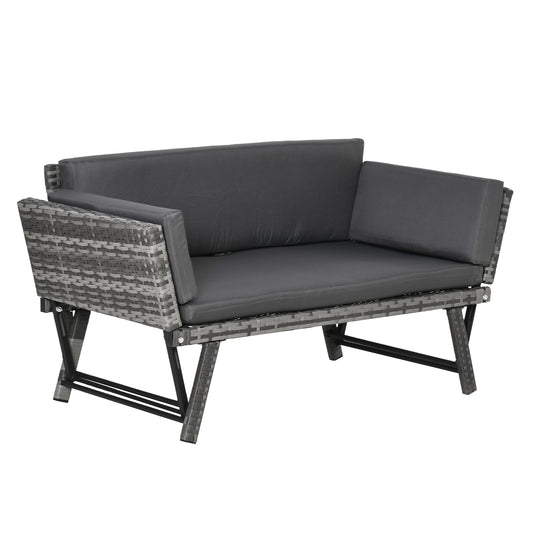 Convertible Wicker Loveseat Grey Patio Chaise Lounge Patio Furniture Sets Grey  at Gallery Canada