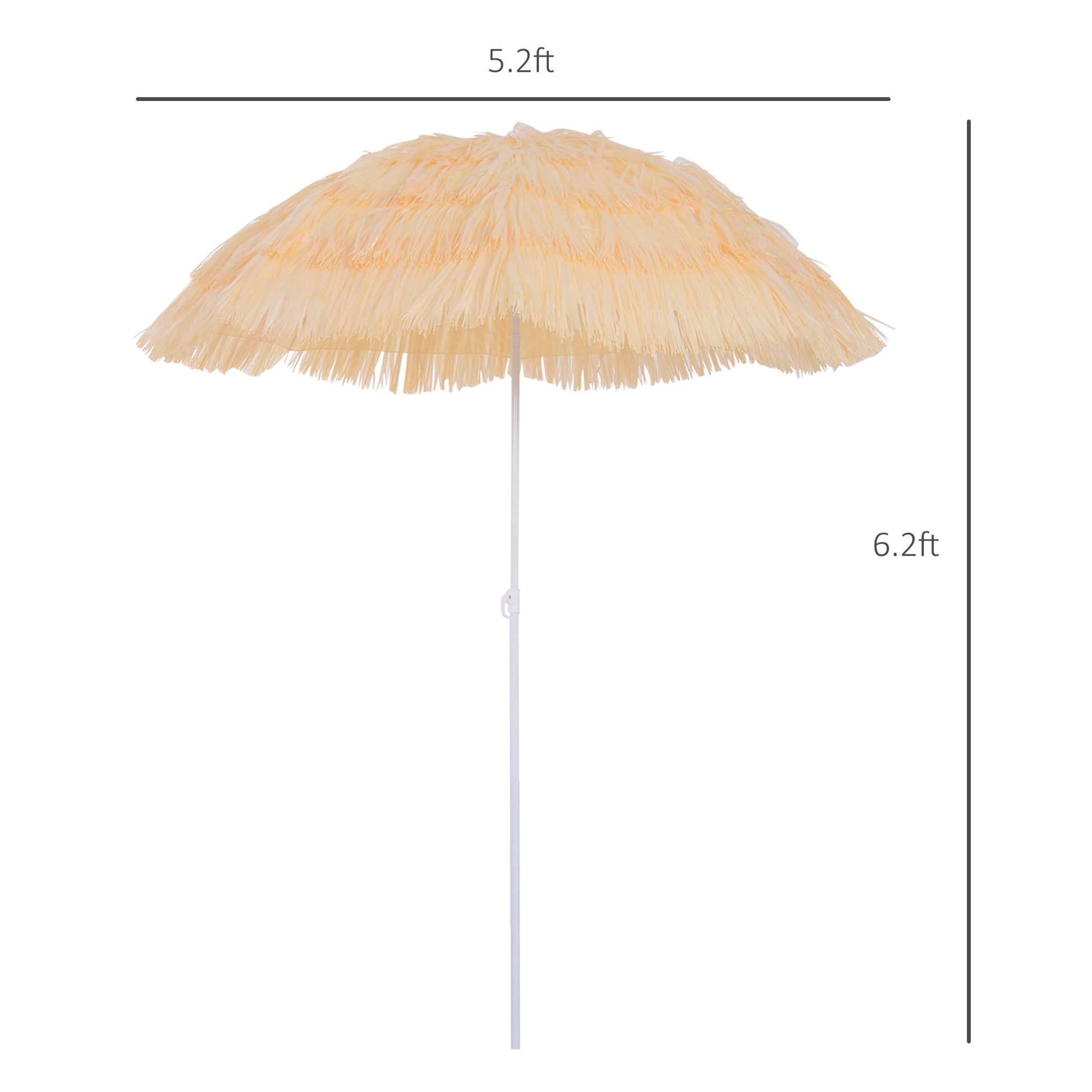 6FT Beach Umbrella Tilt Sunshade Height Adjustable Outdoor Market Patio Yard Crank Deck Sun Shade, Wheat Beach Umbrellas   at Gallery Canada