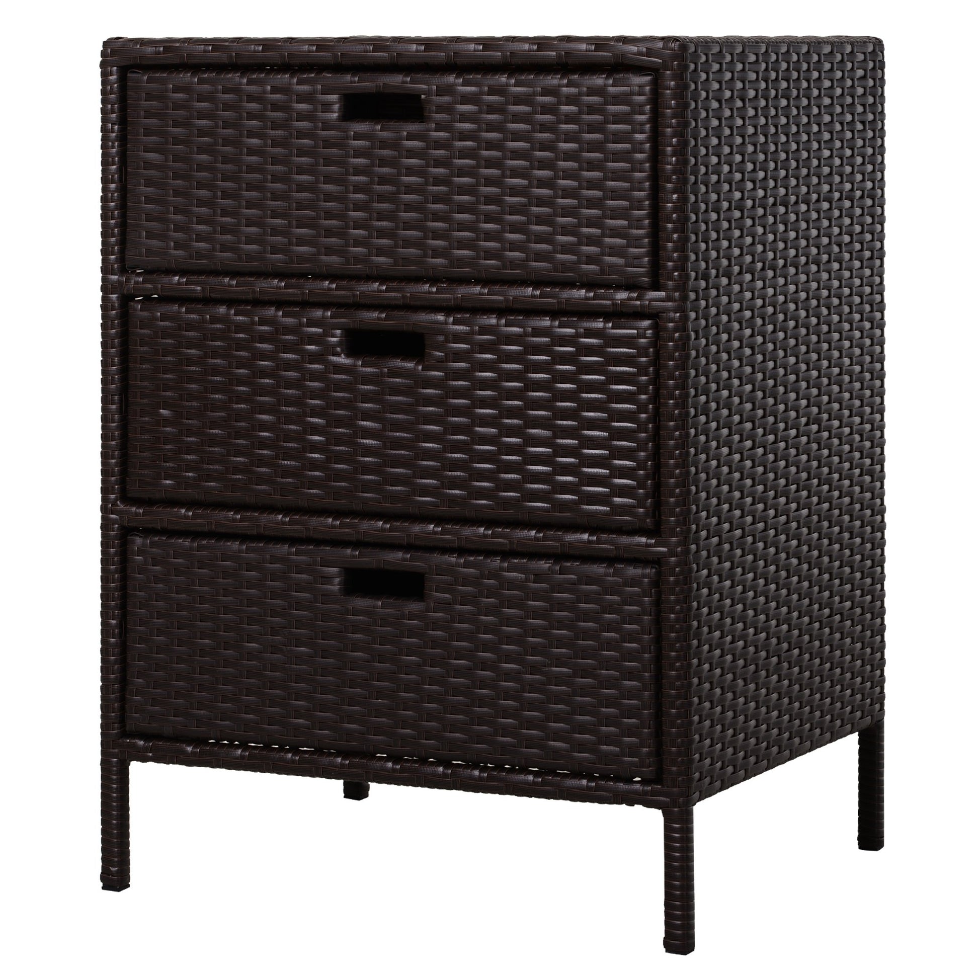 32" Poolside Rattan Wicker Patio Organizer Storage Cabinet Bathroom Storage w/ 3 Large Drawers Garden Outdoor Patio Storage Boxes   at Gallery Canada