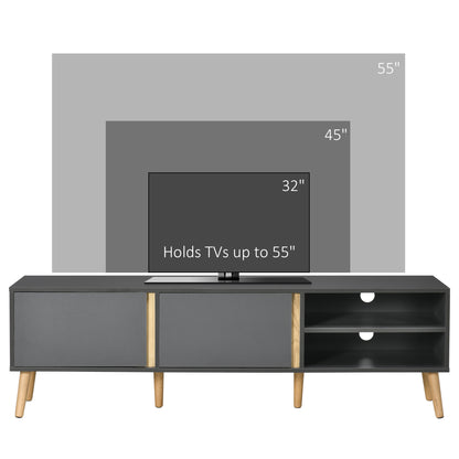 TV Stand for TVs up to 55", TV Cabinet with Shelves and Cable Holes, Entertainment Unit for Living Room, Dark Grey TV Stands   at Gallery Canada