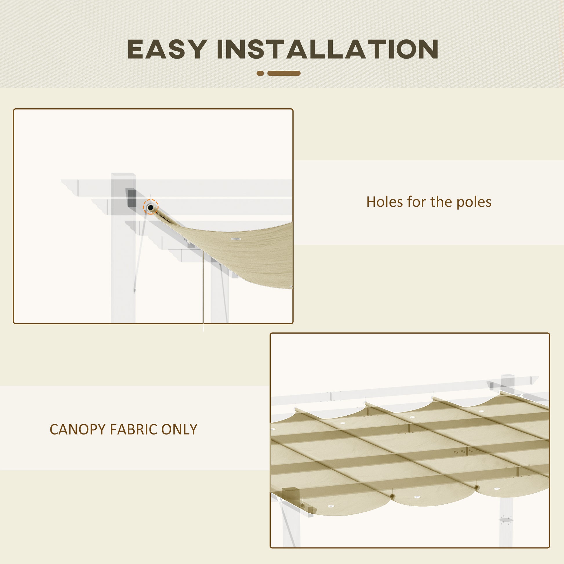 Retractable Replacement Pergola Canopy for 9.8' x 9.8' Pergola, Pergola Cover Replacement, Beige Gazebo Canopy Replacement   at Gallery Canada