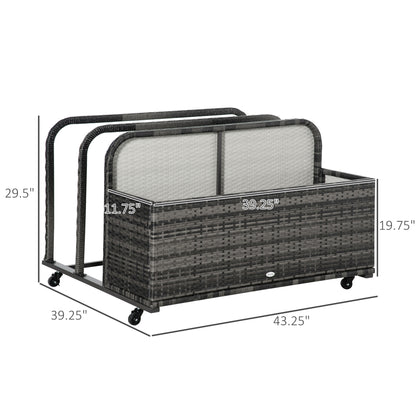 Rattan Rolling Pool Storage Organizer for Floats, Towels, Toys - Grey Patio Storage Boxes   at Gallery Canada