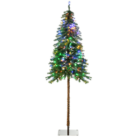 6' Artificial Christmas Trees, with Warm White or Colourful LED Lights, Pencil Shape, Steel Base, Green - Gallery Canada