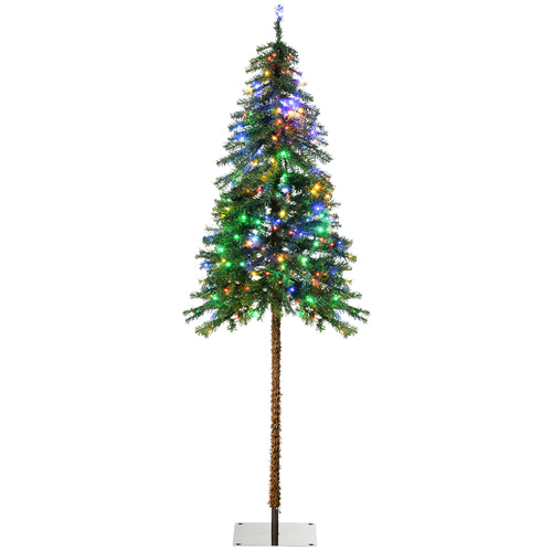 6' Artificial Christmas Trees, with Warm White or Colourful LED Lights, Pencil Shape, Steel Base, Green