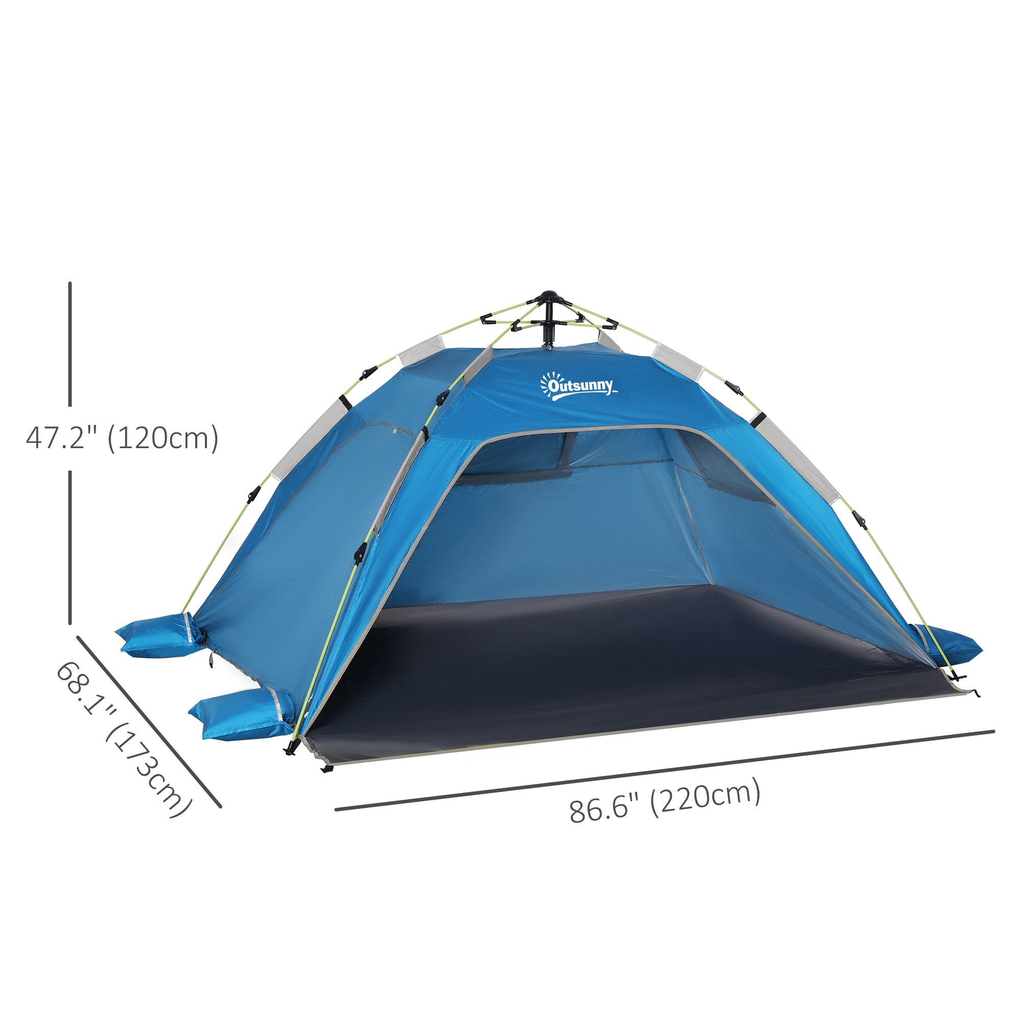 Pop Up Beach Tent for 1-2 Person, Partable Instant Sun Shelter with 2 Mesh Windows, 2 Doors, Carrying Bag, Sky Blue Camping Tents   at Gallery Canada