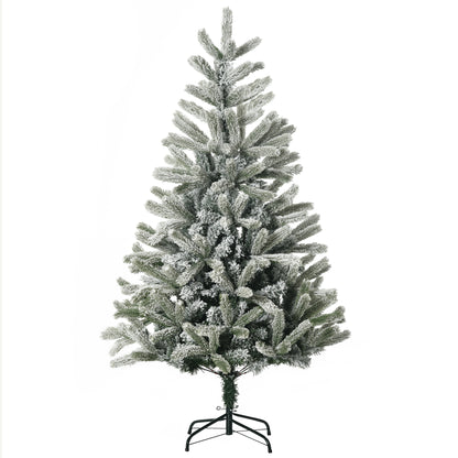 5ft Artificial Snow-Flocked Tree Holiday Home Indoor Christmas Decoration with Metal Feet, Green Flocked Christmas Trees Green  at Gallery Canada