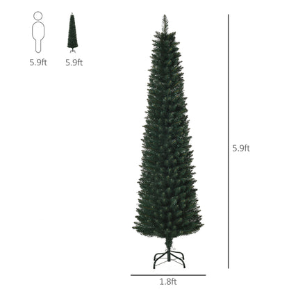 6FT Artificial Christmas Tree Xmas Pencil Tree Holiday Home Indoor Decoration with Foldable Black Stand for Party, Green Artificial Christmas Trees   at Gallery Canada