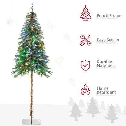 6' Artificial Christmas Trees, with Warm White or Colourful LED Lights, Pencil Shape, Steel Base, Green Pencil Christmas Trees   at Gallery Canada