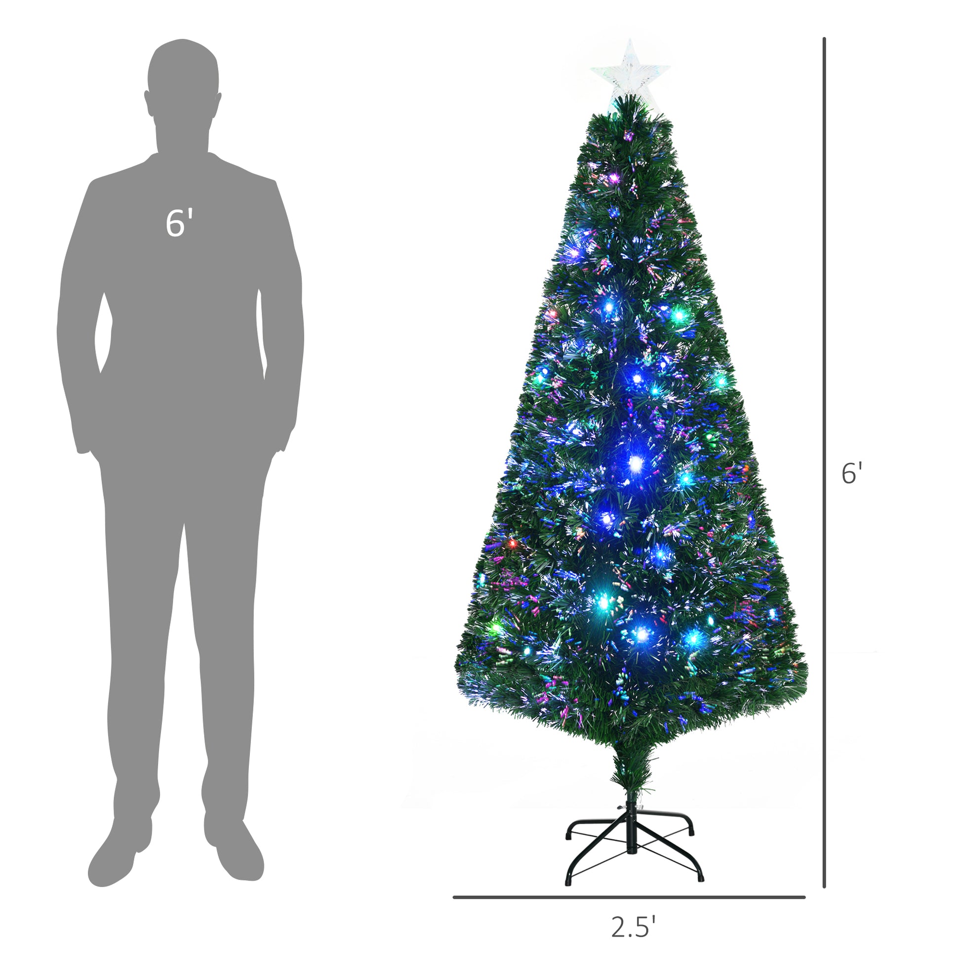 6FT Pre-lit LED Artificial Christmas Tree Scattered Holiday Décor with Stand, Green Pre Lit Christmas Trees Green  at Gallery Canada